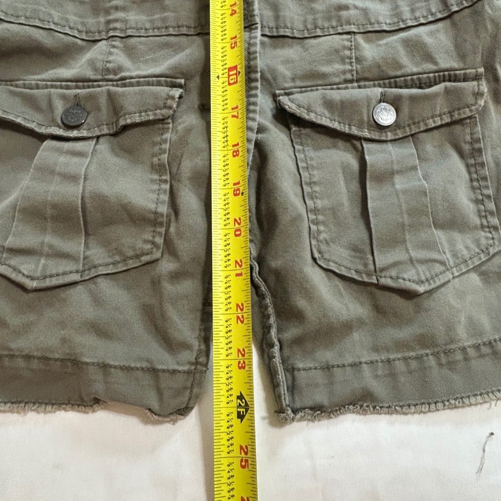 Jessica Simpson Sahara Olive Green Military Utility Jacket Cargo Frayed Hem M - Picture 2 of 16